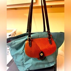 Dooney And Bourke Nylon & Leather Pocket Shopper Tote